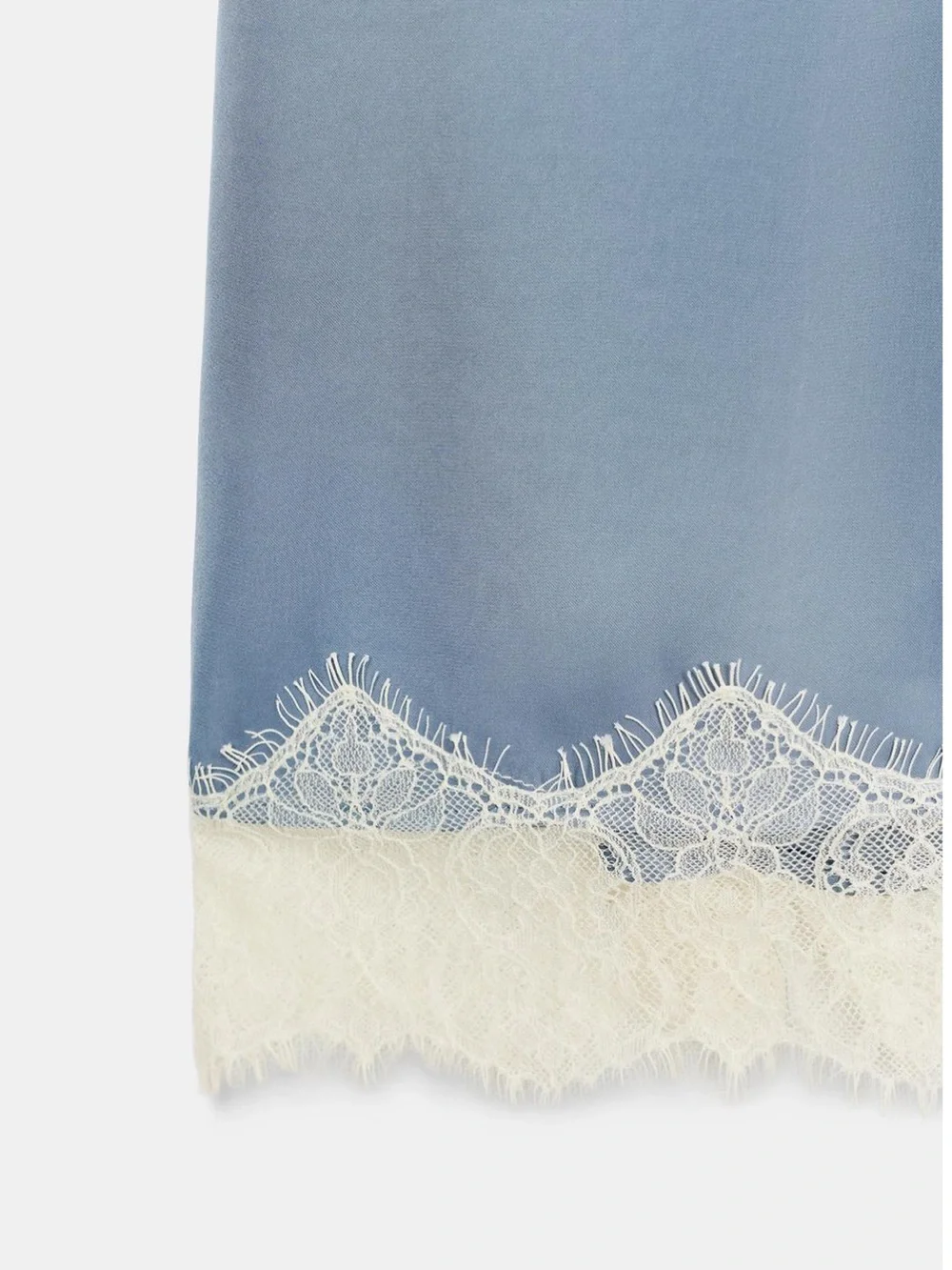 Zara Sleeveless Light Blue Lace-Trim Mini Dress